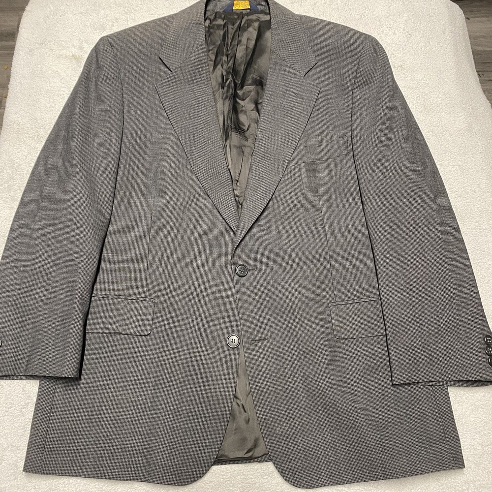 Brooks Brothers Blazer Mens 42 S Gray Mini Check Wool Stretch Brooksease Vintage